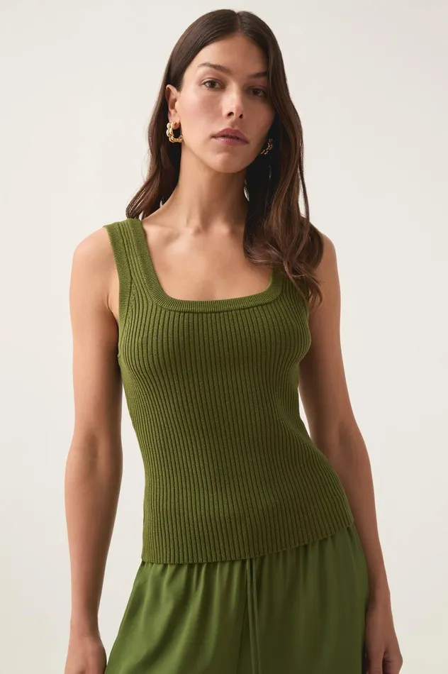 Aje Tops Bronte Scoop Neck Rib Tank Palm Green 8211 Women