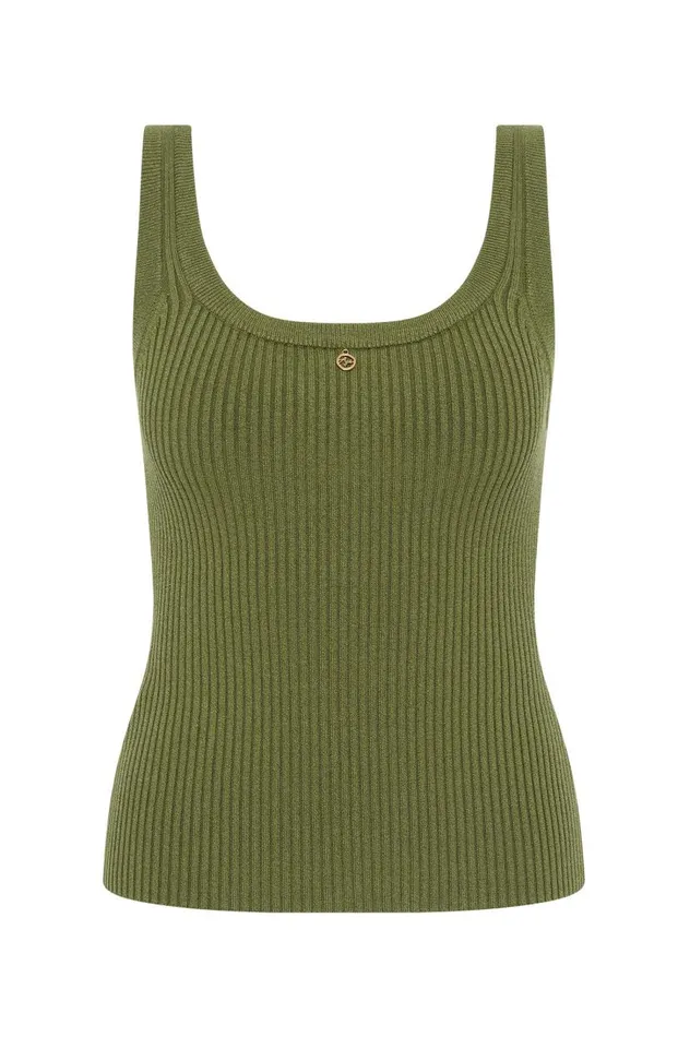Aje Tops Bronte Scoop Neck Rib Tank Palm Green 8211 Women Aje Tops Bronte Scoop Neck Rib Tank Palm Green 8211 Women