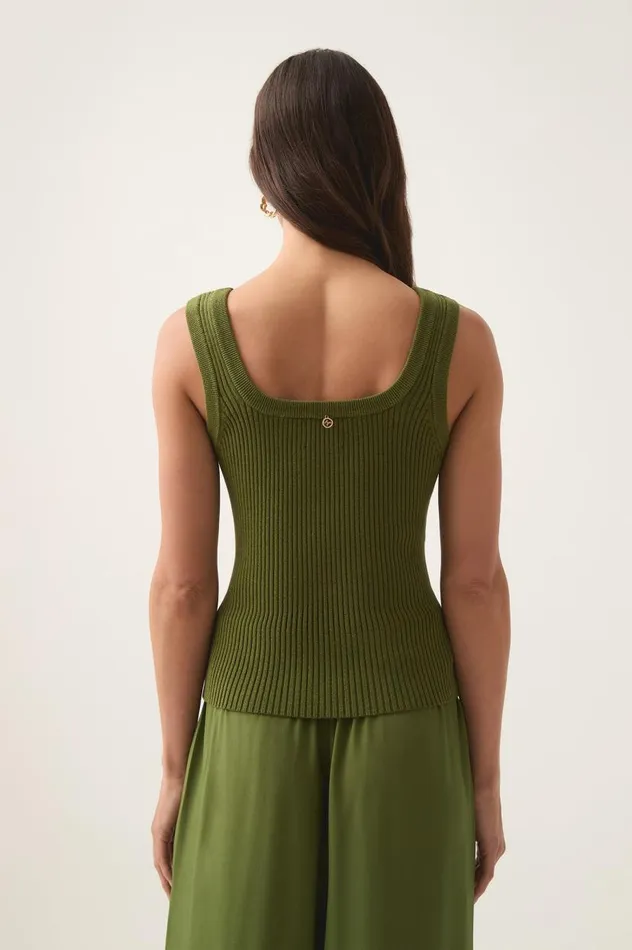 Aje Tops Bronte Scoop Neck Rib Tank Palm Green 8211 Women Aje Tops Bronte Scoop Neck Rib Tank Palm Green 8211 Women
