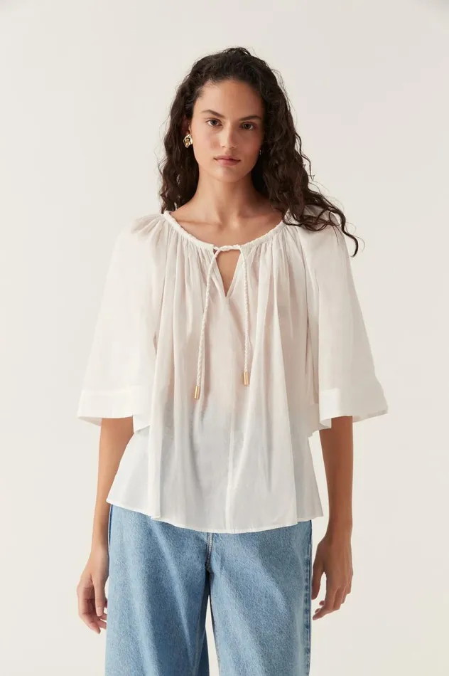 Aje Tops Damia Smock Blouse Ivory 8211 Women