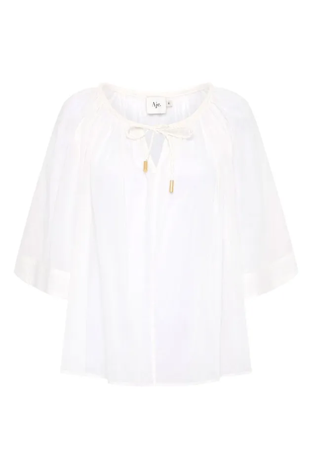 Aje Tops Damia Smock Blouse Ivory 8211 Women