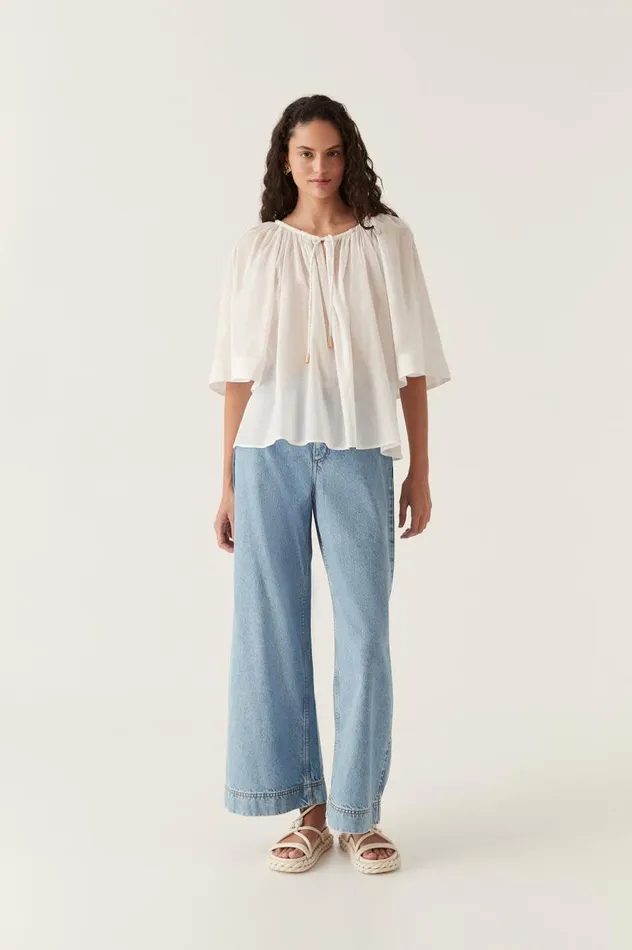 Aje Tops Damia Smock Blouse Ivory 8211 Women
