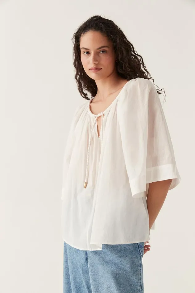 Aje Tops Damia Smock Blouse Ivory 8211 Women