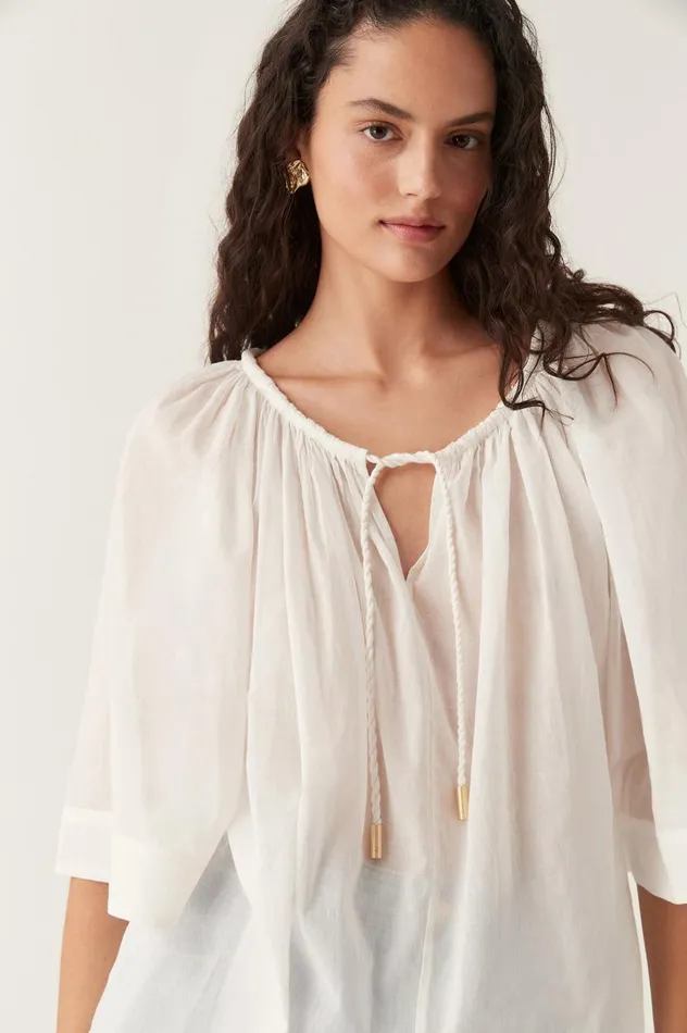 Aje Tops Damia Smock Blouse Ivory 8211 Women