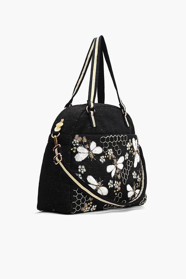 America and Beyond Bee Brave Travel Tote with Eye Mask Women Beach Bags