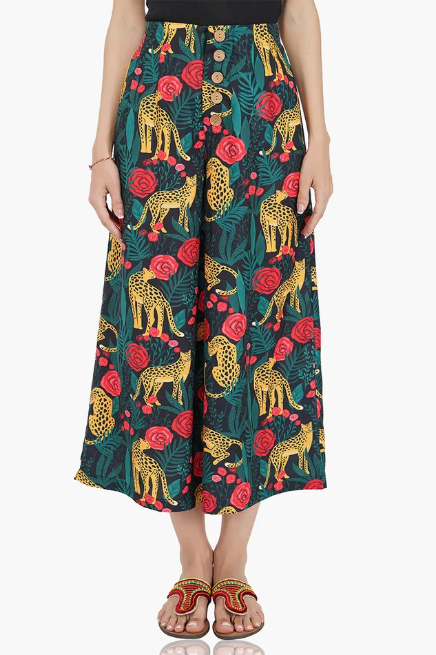 America and Beyond Jaguar Paradise Wide Leg Pants 8211 Boho Fashion Women Pants