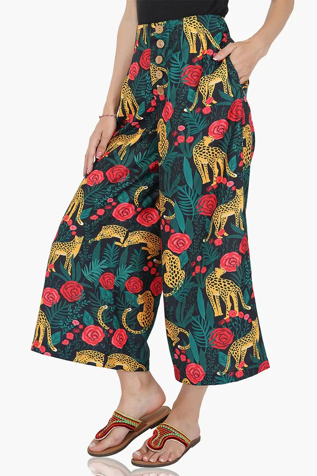 America and Beyond Jaguar Paradise Wide Leg Pants 8211 Boho Fashion Women Pants