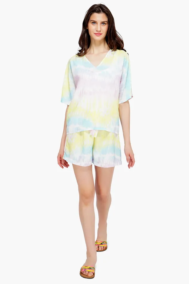 America and Beyond Tops Women Rainbow Tie Dye Top