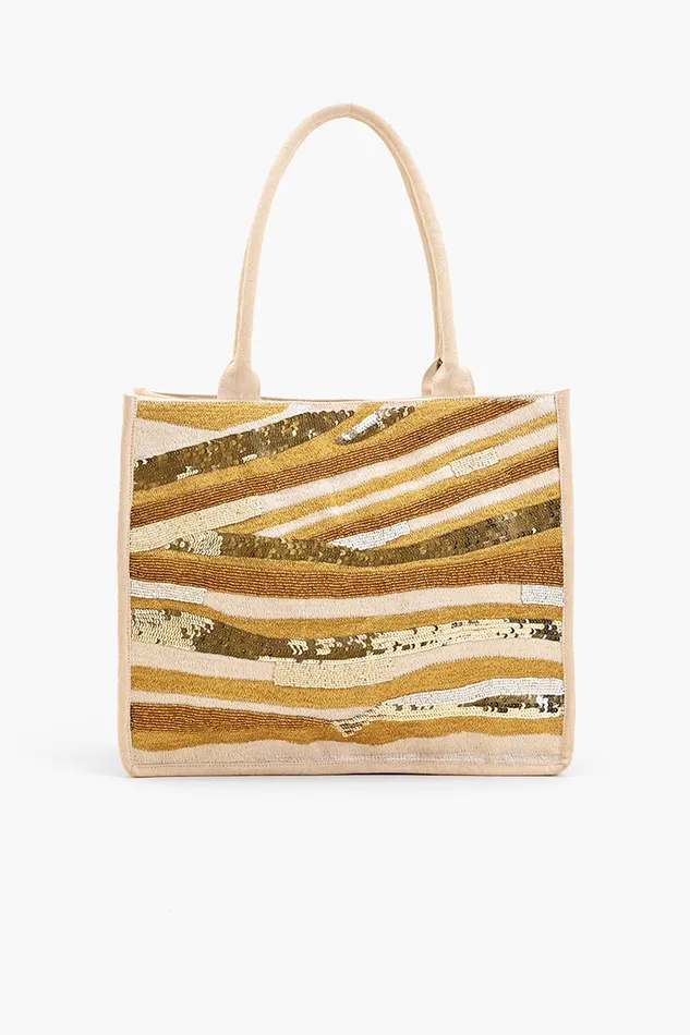 America and Beyond Totes Women Luxe Gold Embellished Large Book Tote