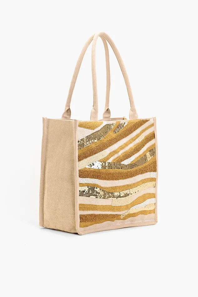 America and Beyond Totes Women Luxe Gold Embellished Large Book Tote