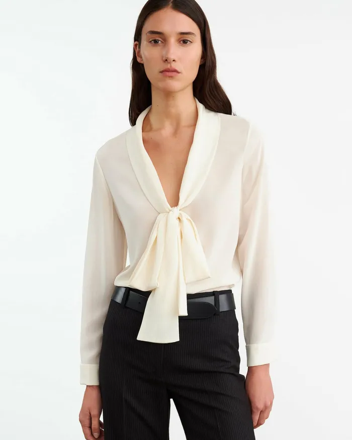 ANGELIQUE SILK BLOUSE Ivory Women Nili Lotan Tops
