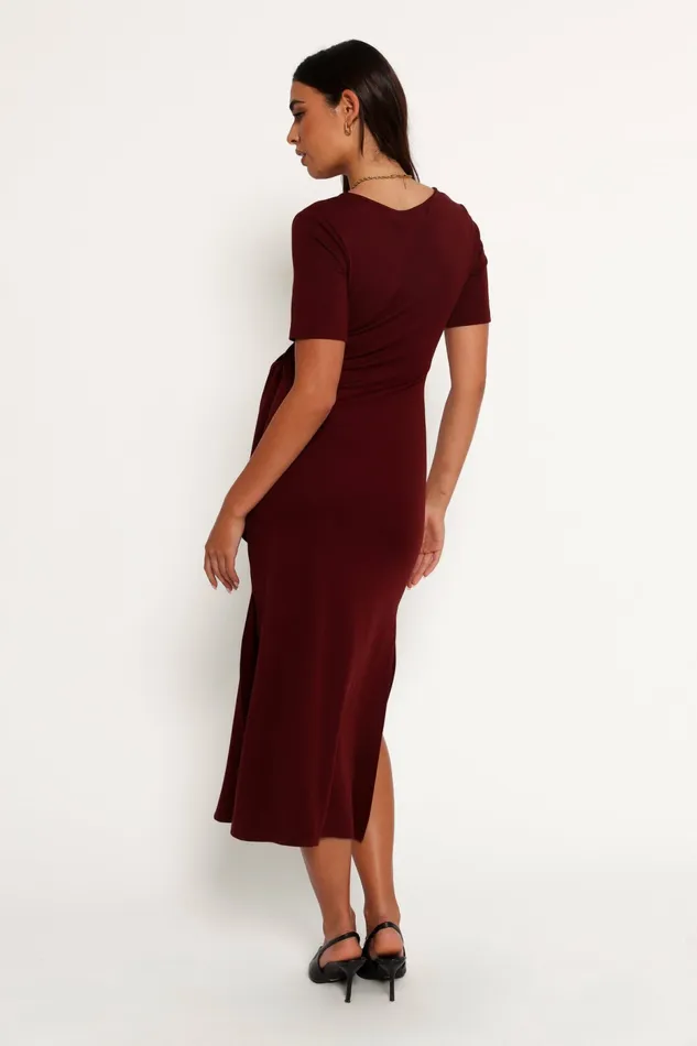 Asha Midi Dress Wine Women Winter Dresses Petal and Pup