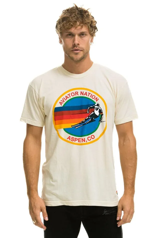 Aspen Crew Tee Shirt 8211 Vintage White WomenMen Aviator Nation Tees
