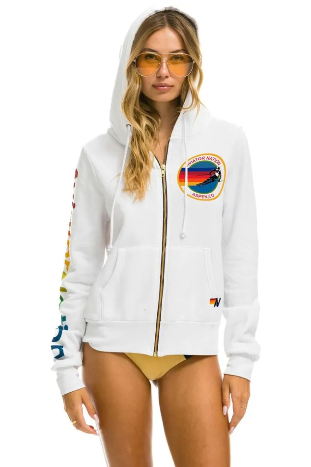 Aspen Hoodie 8211 White WomenMen Aviator Nation Hoodies