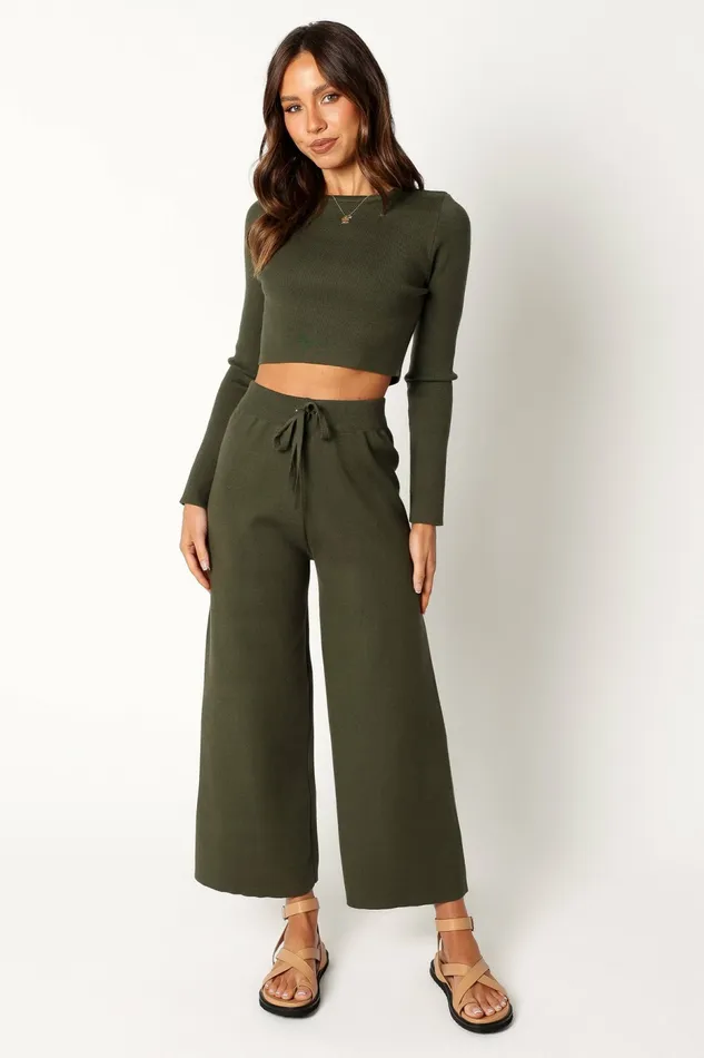 Ayers Long Sleeve Set Olive Women Matching Sets Petal and Pup