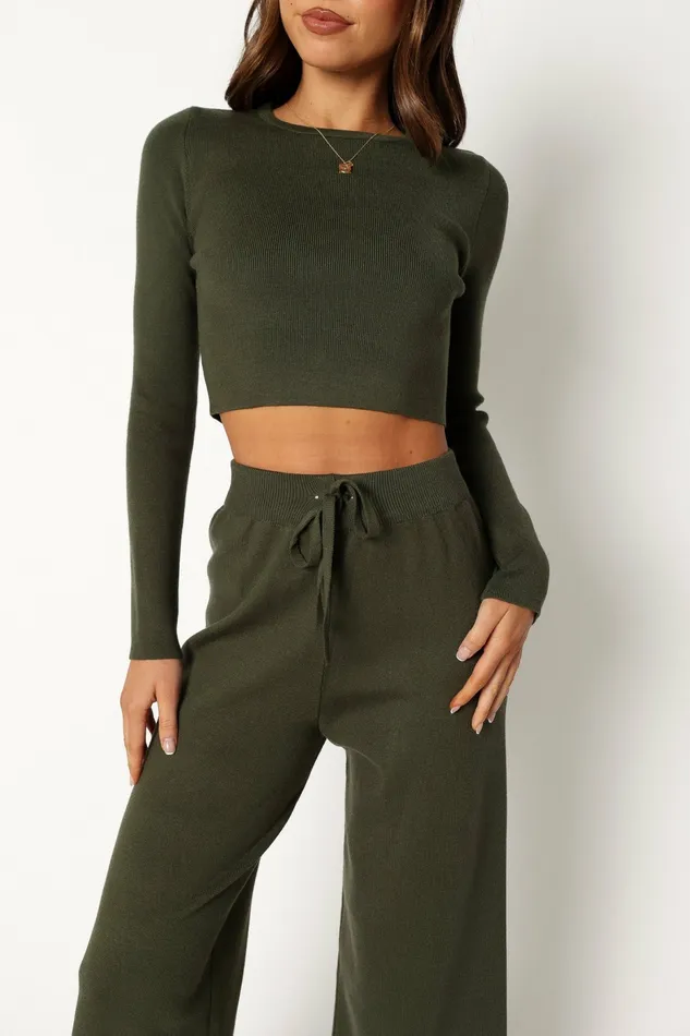 Ayers Long Sleeve Set Olive Women Matching Sets Petal and Pup