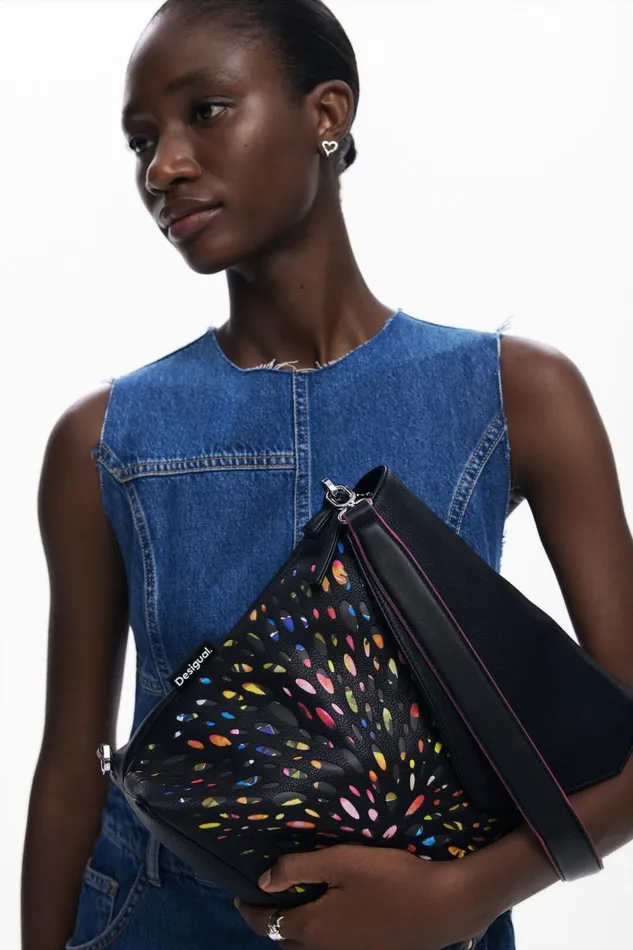 Backpacks Women Desigual Mini Perforated Backpack Black