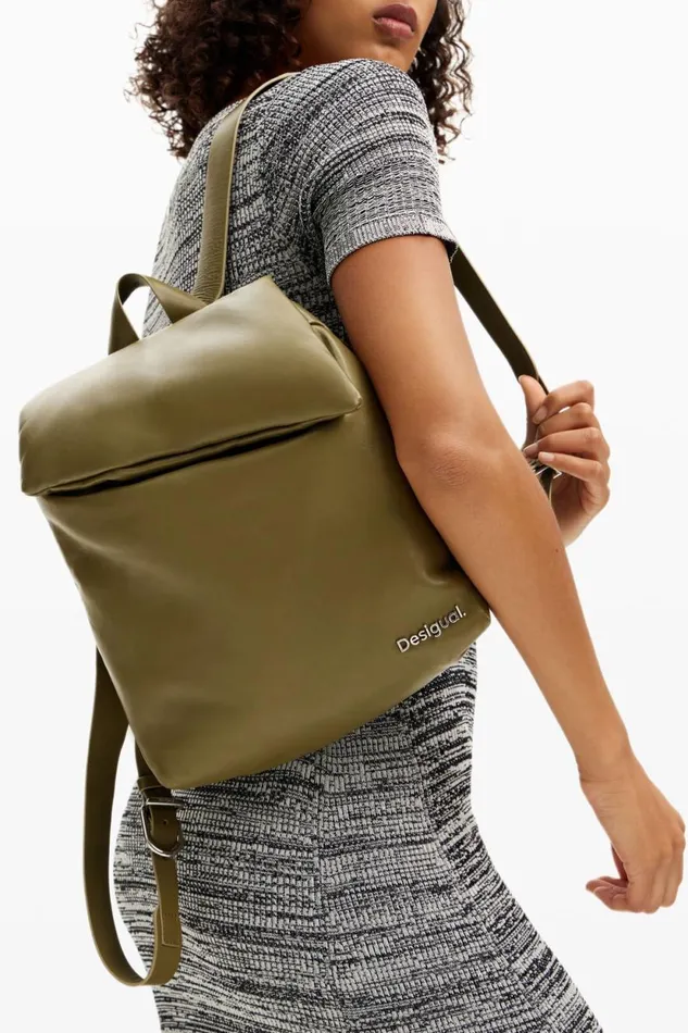 Backpacks Women Desigual S Padded Leather Backpack Green