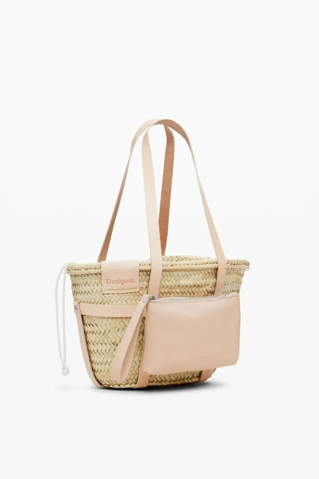 Bags Women Desigual S Leather Wicker Basket White