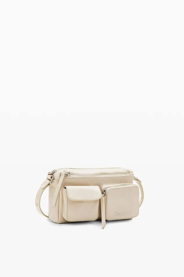 Bags Women Desigual Small Pockets Leather Crossbody Bag White