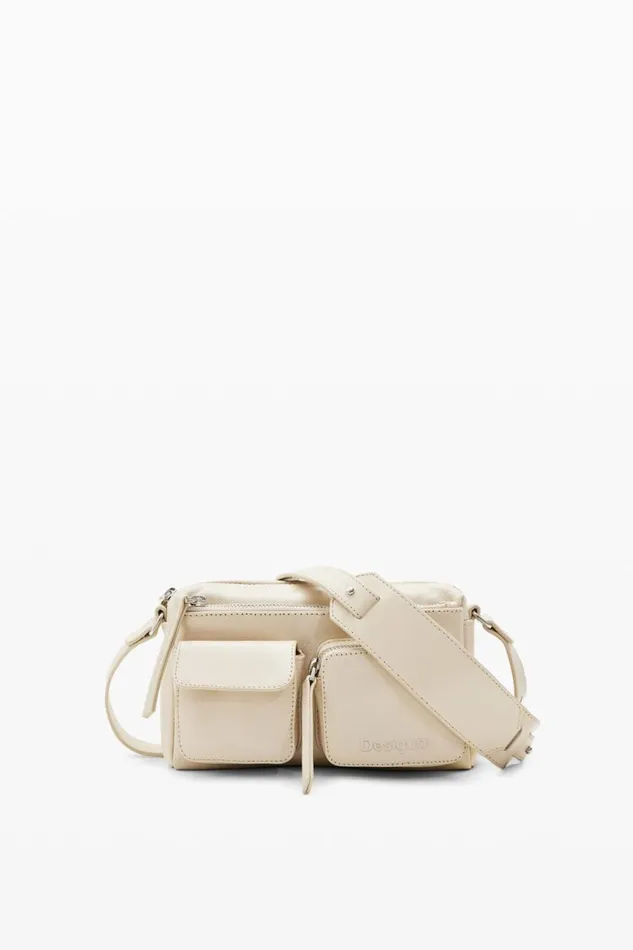 Bags Women Desigual Small Pockets Leather Crossbody Bag White