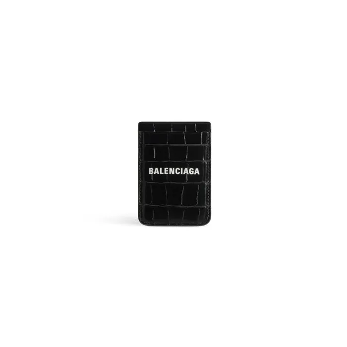 Balenciaga Card Holders Women Women039s Cash Magnet Card Holder Crocodile Embossed In Blackwhite Blackwhite