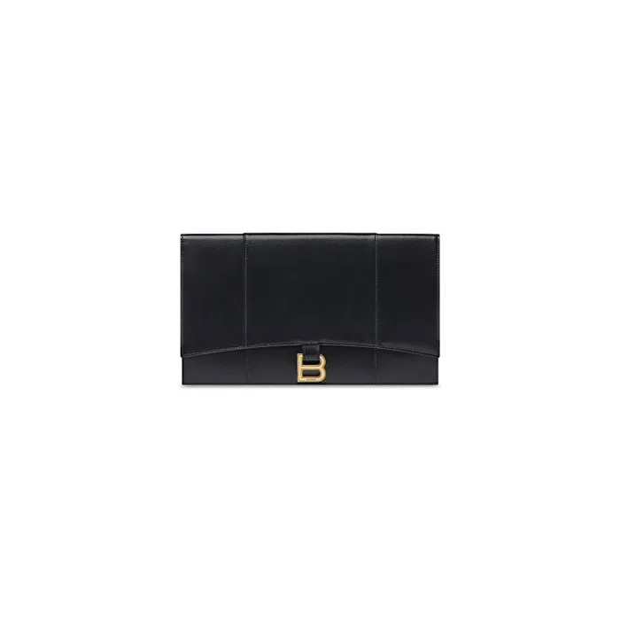 Balenciaga Clutches and Pouches Women Women039s Hourglass Flat Pouch With Flap Box In Black Black Balenciaga Clutches and Pouches Women Women039s Hourglass Flat Pouch With Flap Box In Black Black