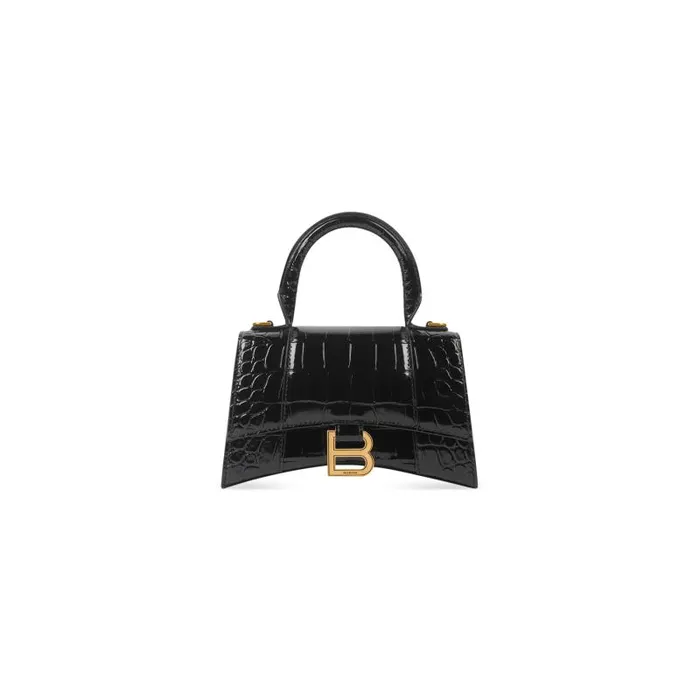 Balenciaga Handbags Women Women039s Hourglass Xs Handbag Crocodile Embossed In Black Black Balenciaga Handbags Women Women039s Hourglass Xs Handbag Crocodile Embossed In Black Black