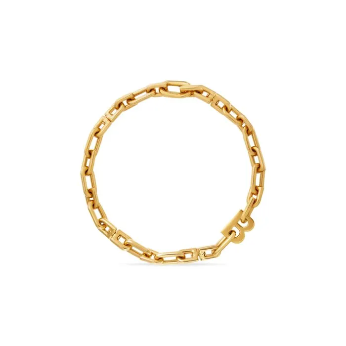 Balenciaga Jewelry WomenMen B Chain Thin Necklace In Gold Gold