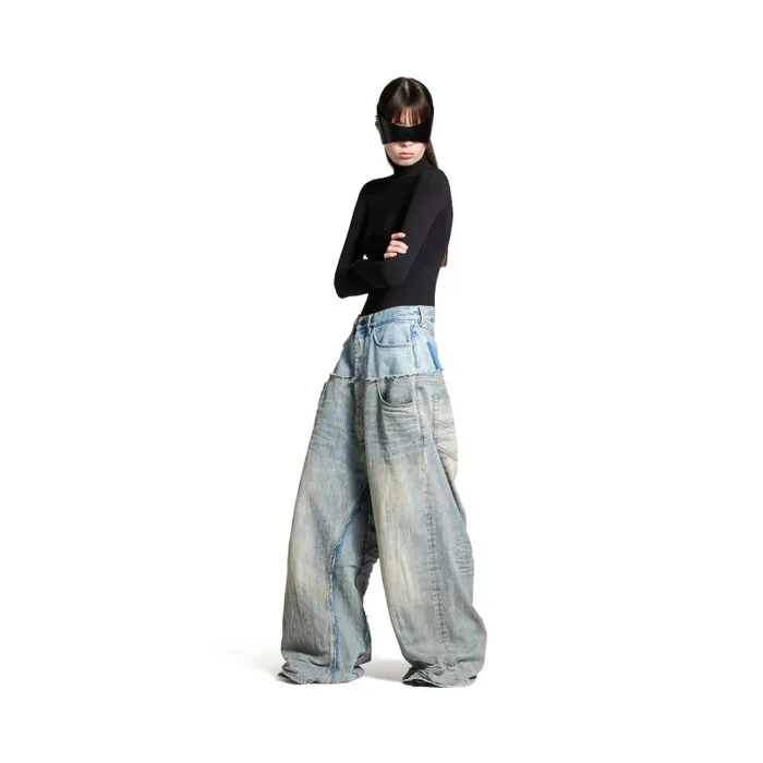 Balenciaga Pants Men Men039s Cutup Baggy Pants In Blue Blue Balenciaga Pants Men Men039s Cutup Baggy Pants In Blue Blue