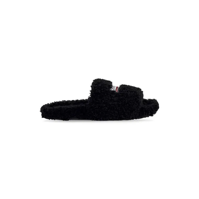 Balenciaga Sandals and Mules Women Women039s Furry Slide Sandal In Blackwhitered Blackwhitered Balenciaga Sandals and Mules Women Women039s Furry Slide Sandal In Blackwhitered Blackwhitered