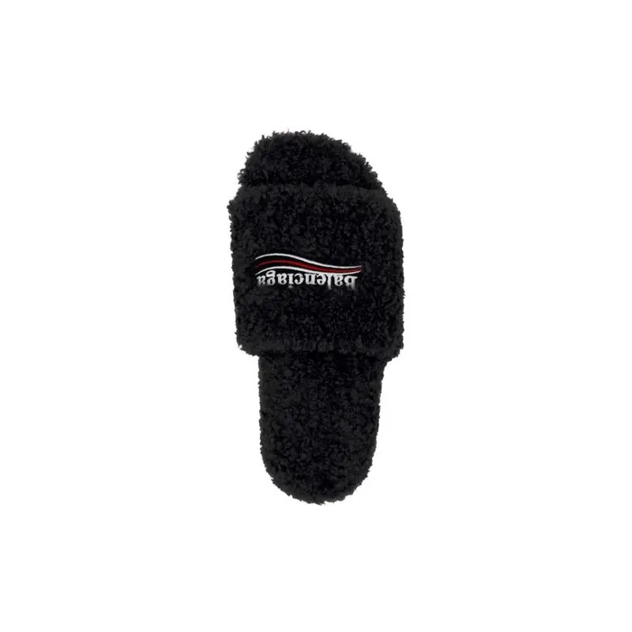 Balenciaga Sandals and Mules Women Women039s Furry Slide Sandal In Blackwhitered Blackwhitered Balenciaga Sandals and Mules Women Women039s Furry Slide Sandal In Blackwhitered Blackwhitered