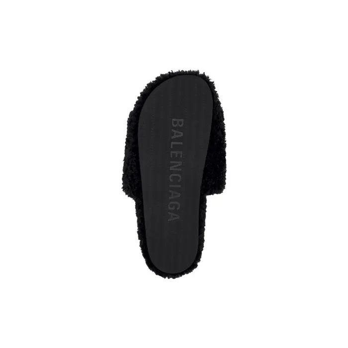 Balenciaga Sandals and Mules Women Women039s Furry Slide Sandal In Blackwhitered Blackwhitered Balenciaga Sandals and Mules Women Women039s Furry Slide Sandal In Blackwhitered Blackwhitered