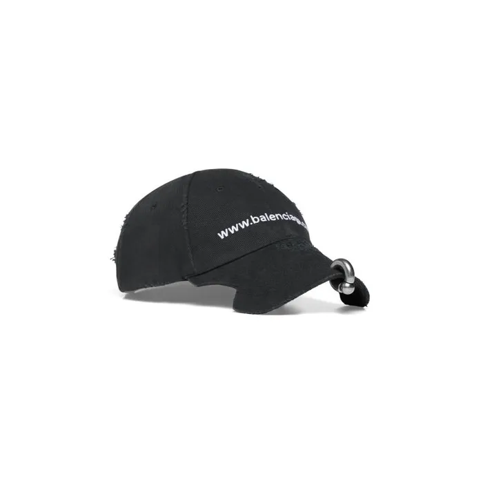 Balenciaga Scarves and Caps WomenMen Balcom Front Piercing Cap In Black Faded Black Faded