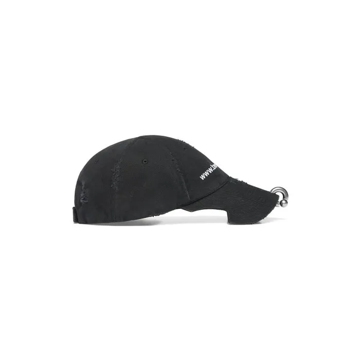 Balenciaga Scarves and Caps WomenMen Balcom Front Piercing Cap In Black Faded Black Faded