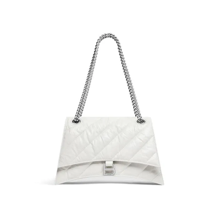 Balenciaga Shoulder Bags Women Women039s Crush Medium Chain Bag Quilted In Optic White Optic White Balenciaga Shoulder Bags Women Women039s Crush Medium Chain Bag Quilted In Optic White Optic White