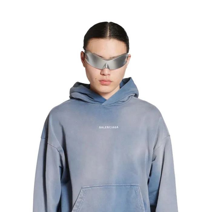 Balenciaga Sweatshirts and Hoodies WomenMen Balenciaga Back Hoodie Medium Fit In Blue Blue