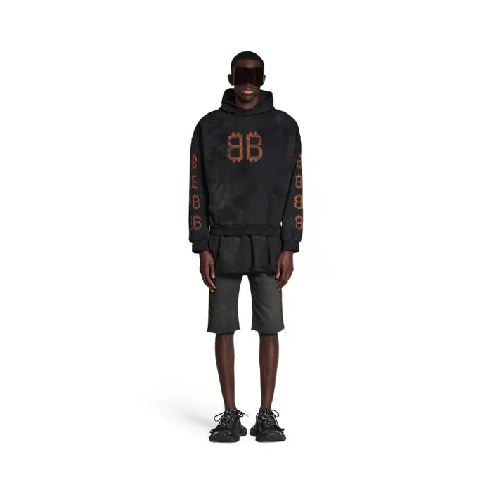Balenciaga Sweatshirts and Hoodies WomenMen Crypto Hoodie Medium Fit In Black Faded Black Faded