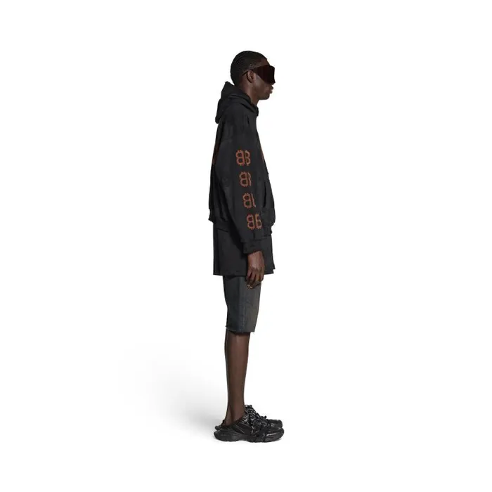 Balenciaga Sweatshirts and Hoodies WomenMen Crypto Hoodie Medium Fit In Black Faded Black Faded