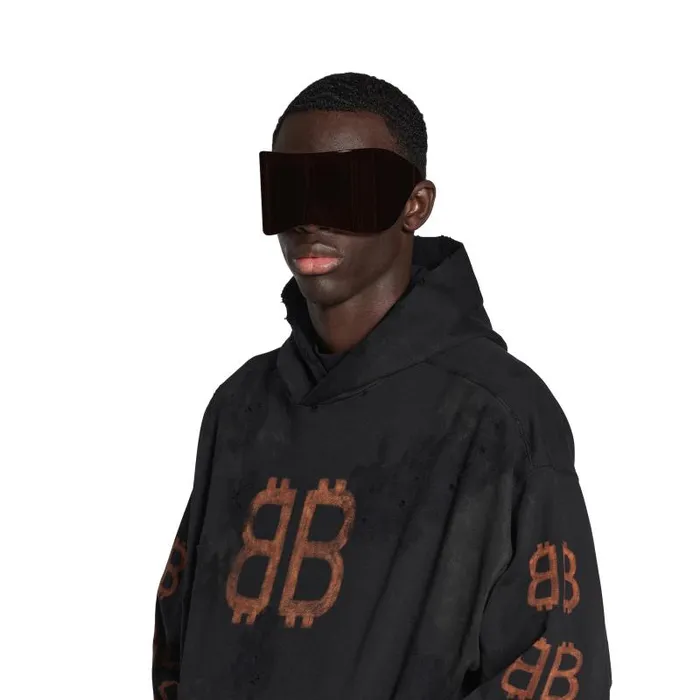 Balenciaga Sweatshirts and Hoodies WomenMen Crypto Hoodie Medium Fit In Black Faded Black Faded