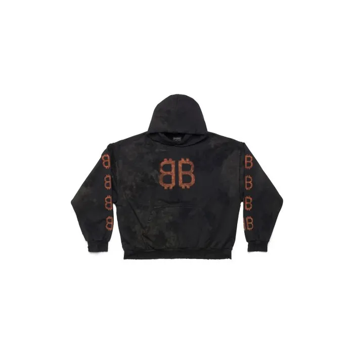 Balenciaga Sweatshirts and Hoodies WomenMen Crypto Hoodie Medium Fit In Black Faded Black Faded