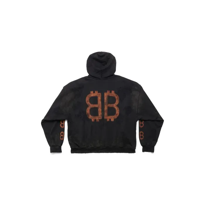 Balenciaga Sweatshirts and Hoodies WomenMen Crypto Hoodie Medium Fit In Black Faded Black Faded