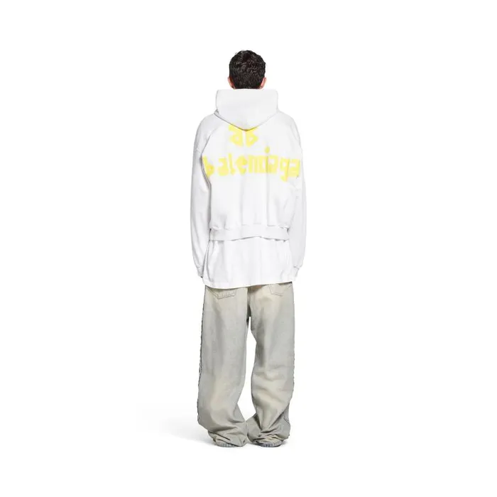 Balenciaga Sweatshirts and Hoodies WomenMen Tape Type Ripped Pocket Hoodie Large Fit In White White