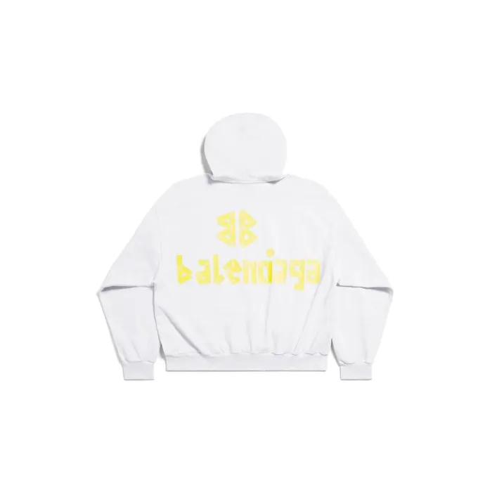 Balenciaga Sweatshirts and Hoodies WomenMen Tape Type Ripped Pocket Hoodie Large Fit In White White