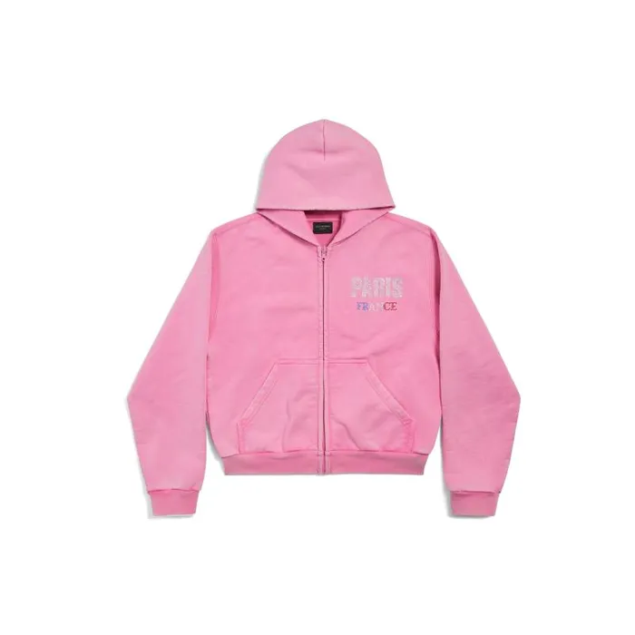 Balenciaga Sweatshirts and Hoodies Women Women039s Paris Strass Zipup Hoodie Small Fit In Faded Pink Faded Pink