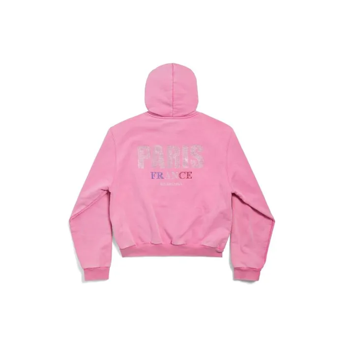 Balenciaga Sweatshirts and Hoodies Women Women039s Paris Strass Zipup Hoodie Small Fit In Faded Pink Faded Pink