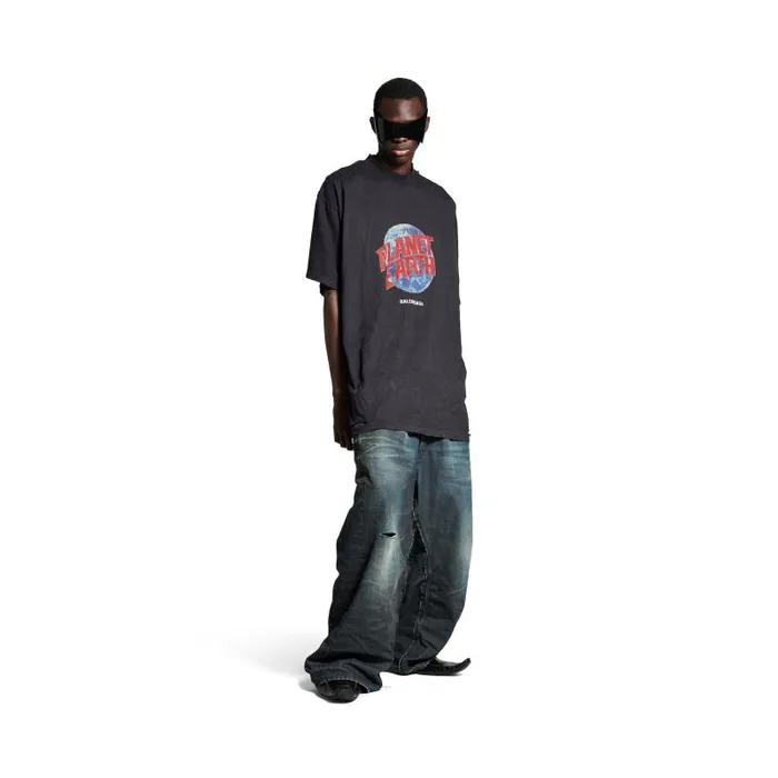Balenciaga Tshirts Men Men039s Planet Earth Tshirt Oversized In Black Black