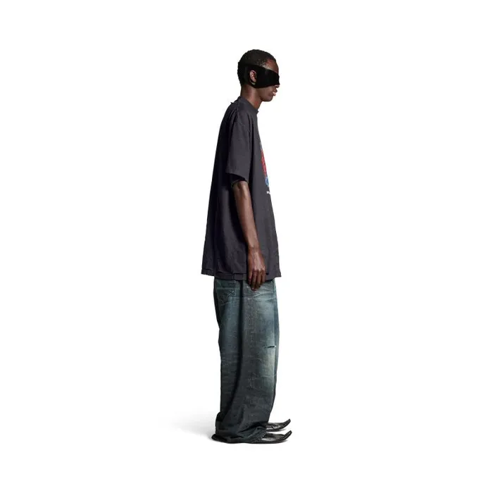 Balenciaga Tshirts Men Men039s Planet Earth Tshirt Oversized In Black Black