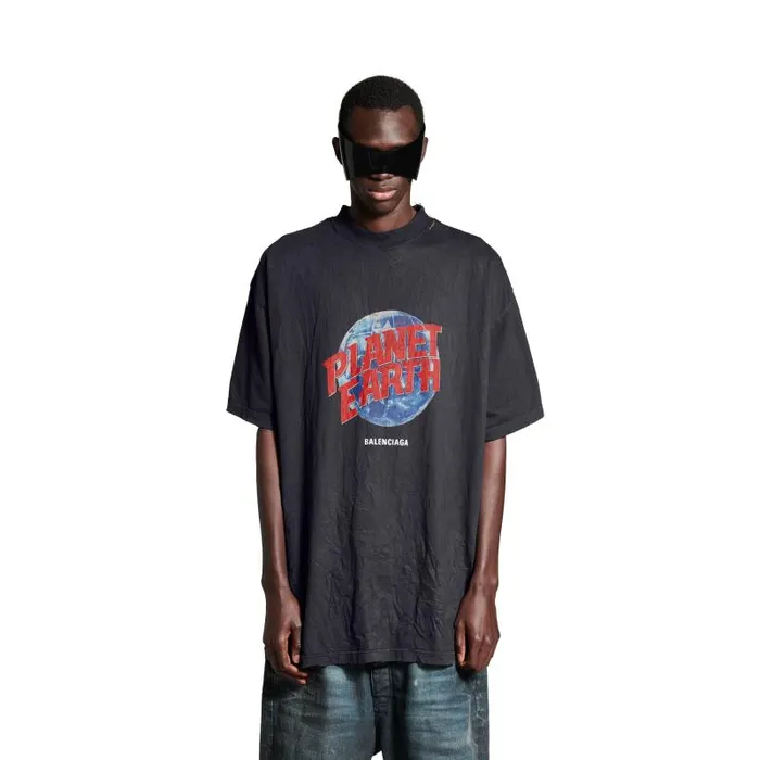 Balenciaga Tshirts Men Men039s Planet Earth Tshirt Oversized In Black Black