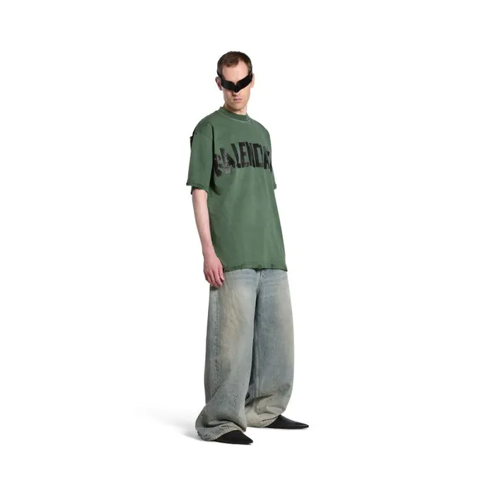 Balenciaga Tshirts WomenMen New Tape Type Tshirt Medium Fit In Dark Green Dark Green